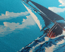 Cargar imagen en el visor de la galería, Come Sail Away - Panoramic Sail Boat Art - Framed Canvas Print - Oil Painting Reprint - Framed Art - Sailing On The Ocean Blue