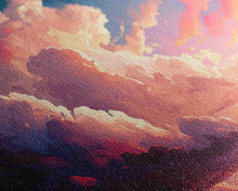 Load image into Gallery viewer, Beautiful Panoramic Framed Canvas Print of Red and Pink Clouds and Sunset, Framed Wall Art, Wall Decor, Living Room Art