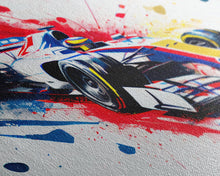 Carregar imagem no visualizador da galeria, Formula 1 Race Car Graffiti Art, Framed Canvas Print, Wall Art, Mancave Art, F1 Splatter Art