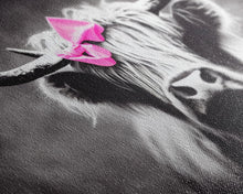 Load image into Gallery viewer, Cute Highland cattle canvas, wall art, Farmhouse decor, Cow Black White print Rustic wall decor Animals painting Scottish cow wall art