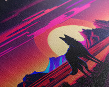 Load image into Gallery viewer, Desert Full Moon Silhouette Fox Purple Wall Art Print, Wall Decor, Wall Poster, Fine Art Print