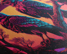 Load image into Gallery viewer, Birds of Prey at sunset, Hawks on a branch, framed canvas print