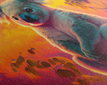 Load image into Gallery viewer, Cute Koala bear at sunset, vaporwave animal art, framed canvas print, framed wall art, ready to hang, synthwave art