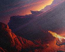 Load image into Gallery viewer, Watercolor of a prehistoric campfire, primitive art, framed canvas print