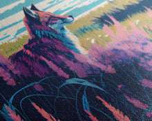 Carregar imagem no visualizador da galeria, Cute fox in a field, watercolor art, framed canvas print, colorful animal art