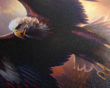 Load image into Gallery viewer, American Bald Eagle in Flight, watercolor, framed canvas print