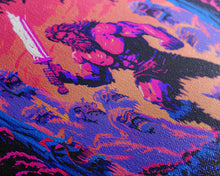 Carregar imagem no visualizador da galeria, Barbarian pixel art, vaporwave RPG concept art, framed canvas print, synthwave tabletop art