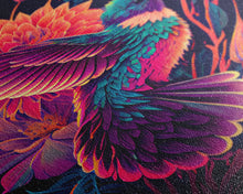 Load image into Gallery viewer, Beautiful Retro-Wave Humming Bird, framed canvas print, Colorful farmhouse wall art