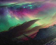 Carregar imagem no visualizador da galeria, Aurora Borealis, Northern Lights Art, framed canvas print, snow capped mountain landscape art