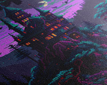 Carregar imagem no visualizador da galeria, Transylvania Art, Cool Medieval castle 8 bit pixel art, fantasy art, framed canvas print, Cool castle art