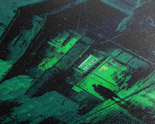 Load image into Gallery viewer, Cyberpunk Dystopian Emerald Green Town City Background Fine Art Print, Wall Decor, Wall Poster, Wall Art Print