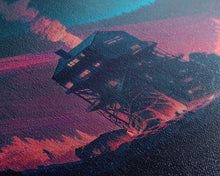 Carregar imagem no visualizador da galeria, Fire-Watch, Watch Tower art, vaporwave aesthetic wall art, framed canvas print