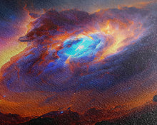 Cargar imagen en el visor de la galería, Colorful Nebula in Deep Space, Framed canvas print, retrowave watercolor space art