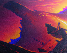 Carregar imagem no visualizador da galeria, Campfire Songs, Retrowave style art, framed canvas print, synthwave art