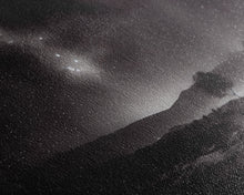 Load image into Gallery viewer, Black and white Watercolor of a starry night sky over the planes of Texas, framed canvas print