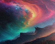 Cargar imagen en el visor de la galería, Colorful Galaxy Full of Stars, Framed Canvas Print, Unique Wall Art, Large Format Art, Retro Synthwave Style Space Art