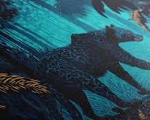 Load image into Gallery viewer, Black and Turquoise Panther, framed canvas print, unique wall art, wildlife canvas art, living room wall art