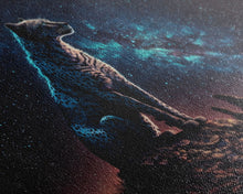 Cargar imagen en el visor de la galería, Cheetah Print, Synthwave Animal Prints, Cheetah and a starry night sky, framed canvas print, cute animal art