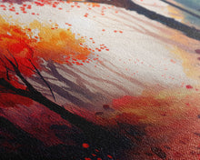 Load image into Gallery viewer, Autumn in the forest, orange and red leaves, framed canvas print, watercolor painting print on canvas, colorful wall art