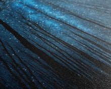 Load image into Gallery viewer, Birch Tree Forest At Night, Starry Night Sky, Framed Canvas Print, Boho Minimalist Farmhouse Decor, Primitive Art