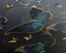 Load image into Gallery viewer, Blue Butterflies Canvas Print Wall Art, Blue and Gold Butterfly Canvas Painting, Butterfly Wall Decor, Home Gift, ready to hang decor