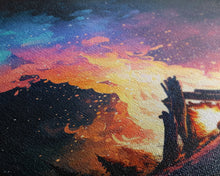 Carregar imagem no visualizador da galeria, Campfire Print, Framed Canvas Art, Original Artwork, Hiking, Up North, Lake Life, Cabin Decor