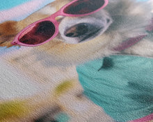 Cargar imagen en el visor de la galería, Corgi Wall Print, Dog Wall Art, Dog Sunglasses, Teal Shirt, Funny Wall Art, Framed Wall Art, Framed Canvas, Wall Print, Wall Canvas
