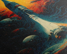 Load image into Gallery viewer, Cosmic Horror Space Exploration Poster Canvas Print, Scifi Wall Art, ready to hang wall art