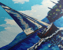 Carregar imagem no visualizador da galeria, Blue Sky and Blue Sea There's Nothing Else For Me, Framed Canvas Print, Oil Painting Style, Sailing / Sail Boat Art