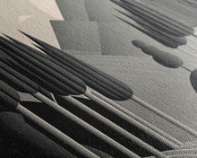 Carregar imagem no visualizador da galeria, Art Deco Style Greyscale Landscape, Monochromatic Drab and Dreary art, framed canvas print, large format art