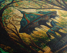 Carregar imagem no visualizador da galeria, Framed Canvas Print, Painting of a Vintage carousel, Stained Glass Style Wall Art