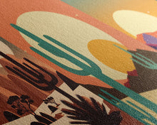 Load image into Gallery viewer, Arizona Desert Landscape, Framed Canvas Print Set, 3 Piece Wall Art, Brown Sepia Art, Mountains Wall Art, Office Wall Art