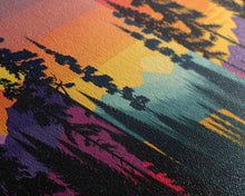 Load image into Gallery viewer, 3 Piece Retro Style Forest Wall Art Canvas Print, Set of 3 Forest Landscape Art, Green Forest, Nature, Modern Art, Minimalist, Misty, Decor