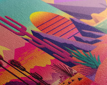 Carregar imagem no visualizador da galeria, 3 Piece Framed Canvas Wall Art, Synthwave / Vaporwave Sunset, Palme Trees and Cactus, Mid Century Modern Home Artwork Boho Decor for Bedroom