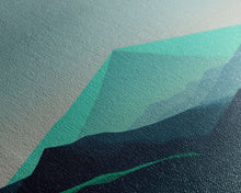 Load image into Gallery viewer, Emerald Green Pacific Northwest Art, Minimalist Boho Style Forest Landscape, Framed Canvas Art, Abstract Art, Green Mountains