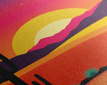 Carregar imagem no visualizador da galeria, Framed Canvas Art | Sunset Desert Landscape | Pop Art Style | UV-Resistant Coating | Hand-Stretched | 1.5" Thick Wooden Frame