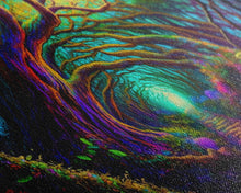 Cargar imagen en el visor de la galería, Fantasy wall art, canvas print, magical forest, fantasy landscape art, ready to hang wall art, magical glowing forest fantasy art