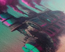 Carregar imagem no visualizador da galeria, Futuristic Steampunk / Cyberpunk Mashup Art, Steampunk Riverboat In A Desert, Framed Canvas Print, Scifi Wildwest Decor