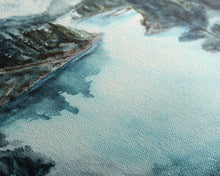 Load image into Gallery viewer, Blue Lake Art | Framed Canvas Print | Blue Lake Painting | Lake House Decor | Guest Room Landscape Painting | Crater Lake Painting