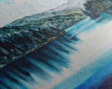 Load image into Gallery viewer, Blue Lake Art | Framed Canvas Print | Blue Lake Painting | Oregon Lake House Decor | Guest Room Landscape Painting | Diamond Lake Painting