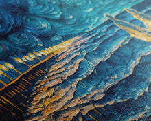 Load image into Gallery viewer, Couple Standing On The Beach, Abstract Art, Framed Canvas Print, Wood Framed Wall Art, Gift For Couples, Gift, Van Gogh Style Art