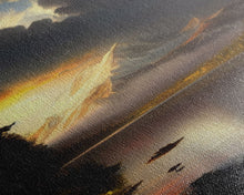 Carregar imagem no visualizador da galeria, Framed Canvas Wall Art Wood Panel Effect Mountain Range Top Print Modern Art Rustic Decor for Living Room, Original Mountain Painting