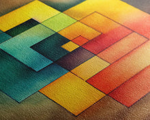 Load image into Gallery viewer, Framed Canvas Print Wall Art Set Color Blocks Abstract Shapes Illustrations Mid Century Modern Wall Art Boho Decor Abstract Wall Art