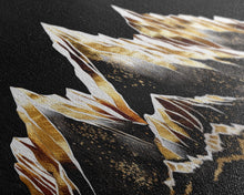 Load image into Gallery viewer, Black & Gold Mountain Landscape Painting, Framed Canvas Print, Panoramic Art, Extra Wide Art, Center Piece Decor, 24 x 72 Art, Huge Art