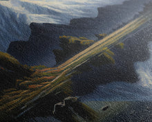 Cargar imagen en el visor de la galería, Contemporary Mountain Oil Painting Framed Canvas Print | Huge Wall Decor | Panoramic Nature / Landscape Painting | Wood Frame Art