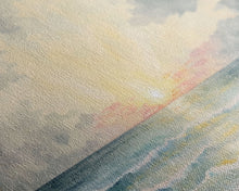 Load image into Gallery viewer, Panoramic Sea Canvas Oil Painting Print, Holiday Seascape Art, Blue Sky Cloud Mural Living Room Decor Painting Framed Wall Art