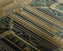 Carregar imagem no visualizador da galeria, Art Deco Wall art | Framed Canvas Print | Art Deco | Gold & green art | Beautiful art | Midcentury Modern | Office decor | Stained glass art