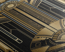 Load image into Gallery viewer, Art Deco Pattern Wall art, Framed Canvas Print, Art Deco, Gold & black art, Wonderful art, Lines art, Blue colors, Abstract art, Patterns