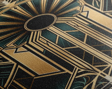 Carregar imagem no visualizador da galeria, Art Deco Wall art - Framed Canvas Print - Art Deco - Gold & green art - Living room art - Original painting - Art with frame - Wall decor