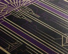 Carregar imagem no visualizador da galeria, Art Deco Wall art, Framed Canvas Print, Art Deco, Gold & purple art, Living room art, Stained glass art, Office decor, Abstract art
